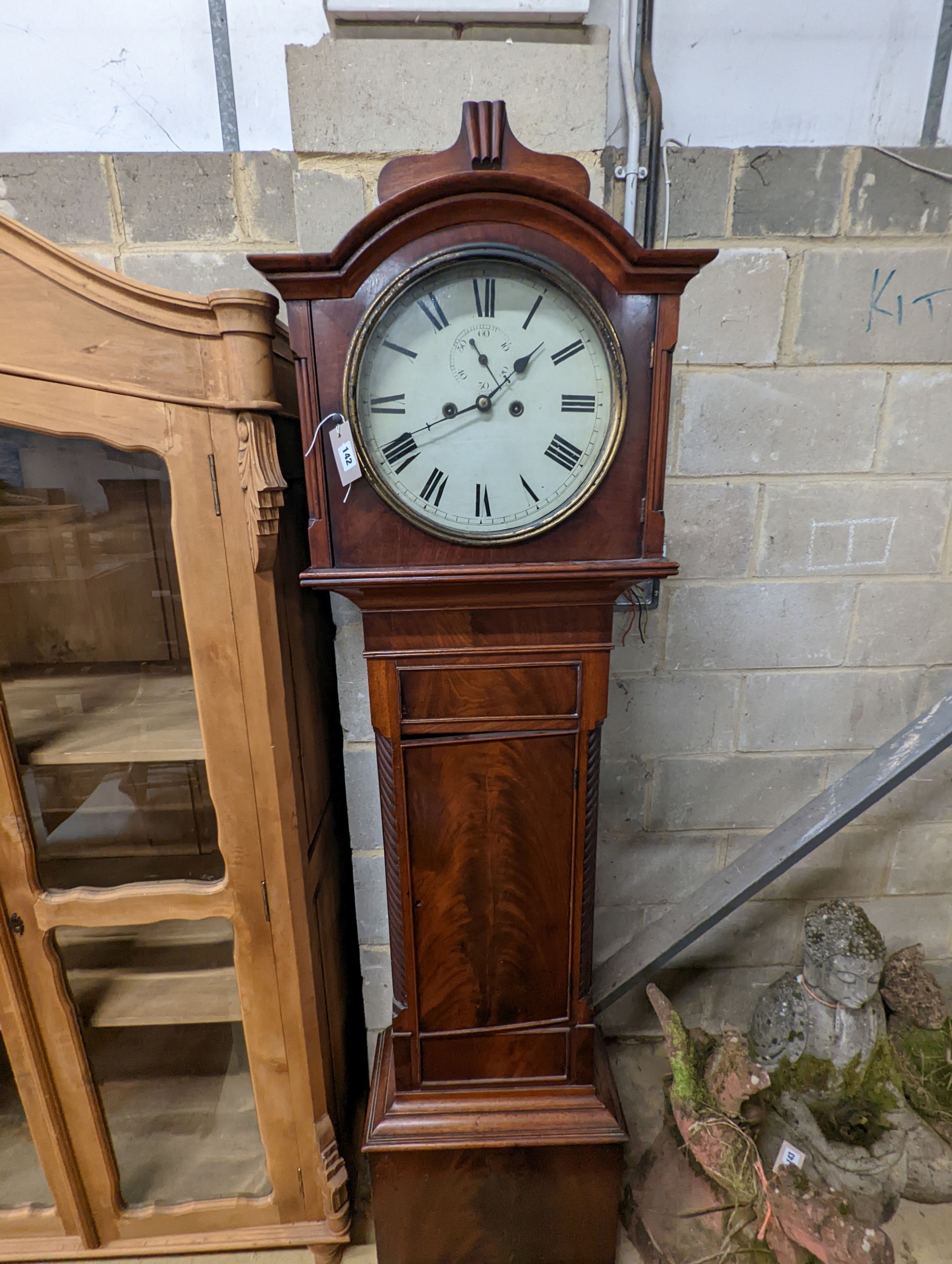 An early 19th century mahogany 8 day longcase clock, height 201cm